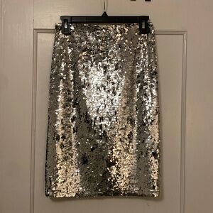 Alice + Olivia silver sequin pencil skirt size 4